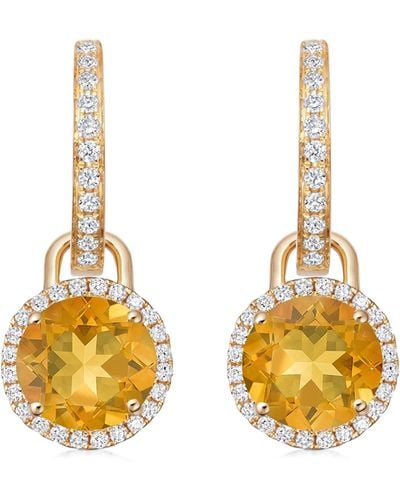 Kiki McDonough Mini Yellow Gold, Diamond And Citrine Grace Detachable Earrings - Metallic