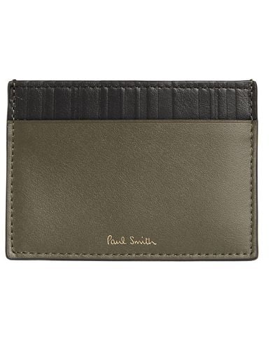 Paul Smith Leather Stripe-embossed Card Holder - Black