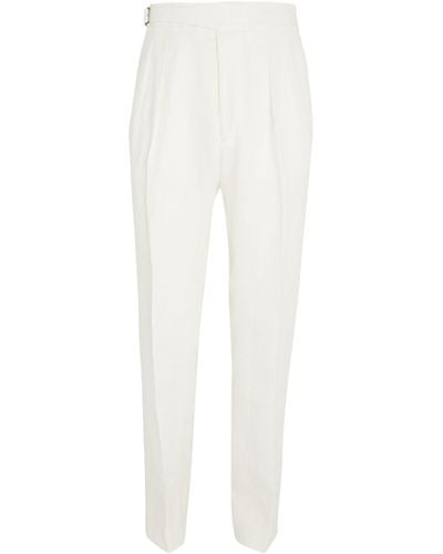 Ralph Lauren Purple Label Linen Byron Tailored Trousers - White
