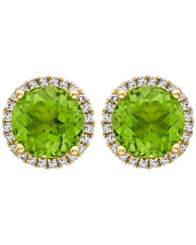Kiki McDonough Yellow Gold, Diamond And Peridot Grace Stud Earrings - Green