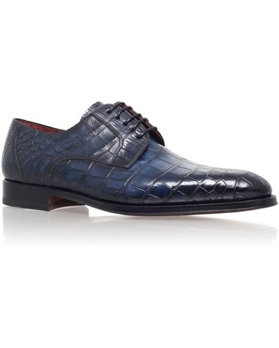 Magnanni Alligator Leather Derby Shoes - Blue
