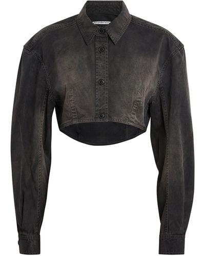 Alexander Wang Cropped Long-sleeve Shirt - Black