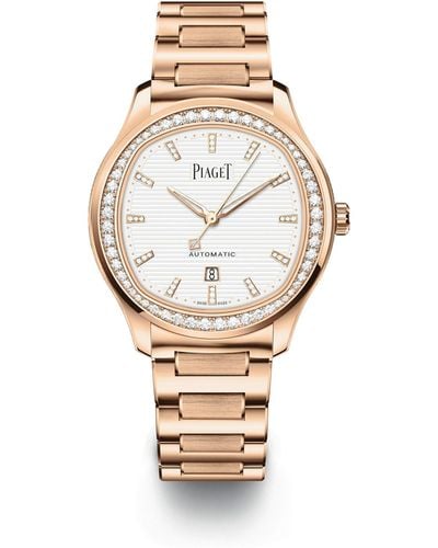 Piaget Rose Gold And Diamond Polo Date Watch 36mm - Metallic