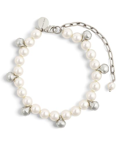 Simone Rocha Faux Pearl Bell Bracelet - White