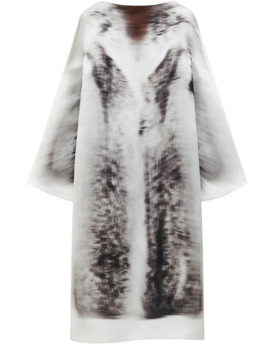 Loewe Silk Graphic Midi Dress - Grey