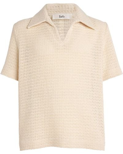 Séfr Cotton Woven Polo Shirt - White
