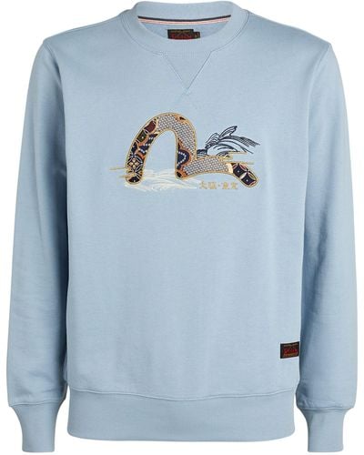 Evisu Cotton Seagull Sweatshirt - Blue