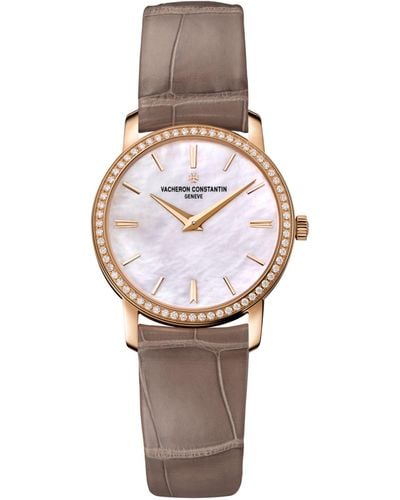 Vacheron Constantin Rose Gold And Diamond Traditionnelle Watch 30mm - White