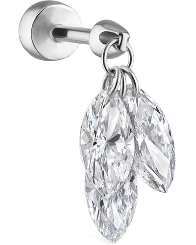Maria Tash Floating Diamond Plume Threaded Charm Earring (6.5mm) - Metallic