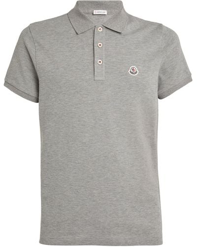 Moncler Piqué Logo-patch Polo Shirt - Gray