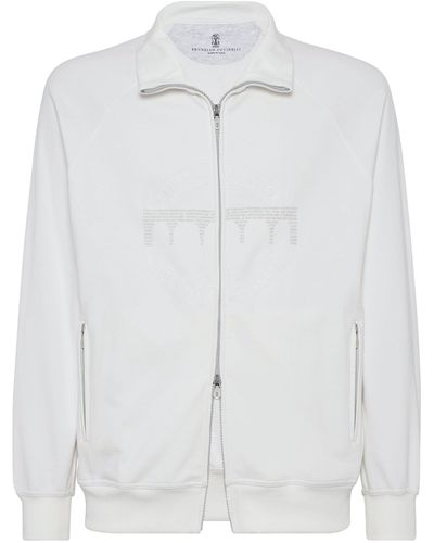 Brunello Cucinelli Cotton-blend Logo Sweater - White