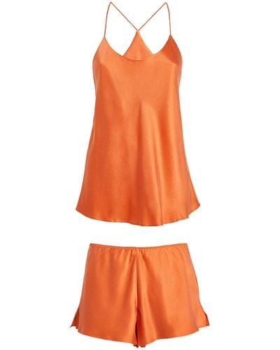 Olivia Von Halle Silk Bella Pajama Set - Orange