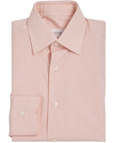 Brioni Cotton Striped Shirt - Pink