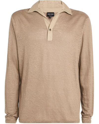 Giorgio Armani Linen Polo Shirt - Natural