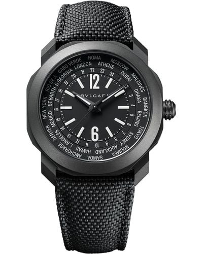 BVLGARI Steel Octo Worldtimer Watch 41mm - Black