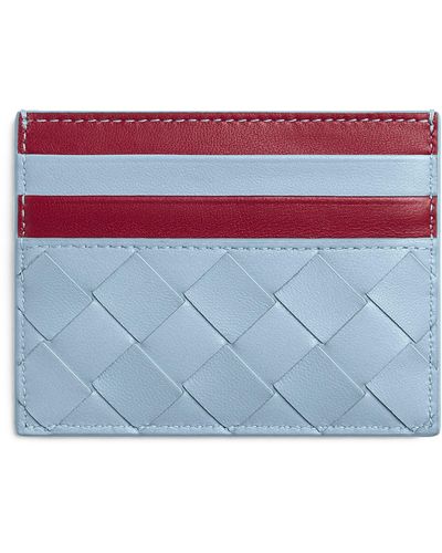 Bottega Veneta Leather Intrecciato Card Holder - Blue