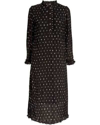 Ganni Pleated Georgette Midi Dress - Black