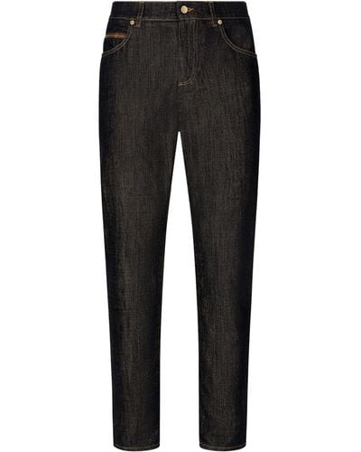 Dolce & Gabbana Logo Patch Straight Jeans - Black
