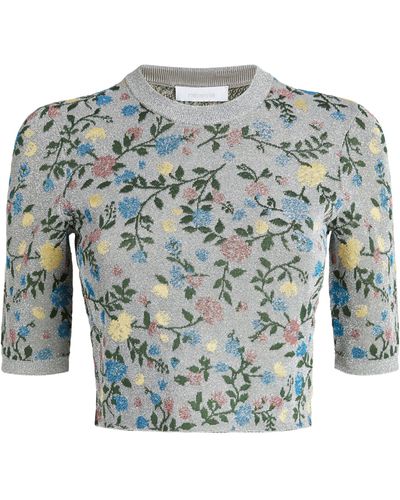 Rabanne Cropped Floral Top - Blue