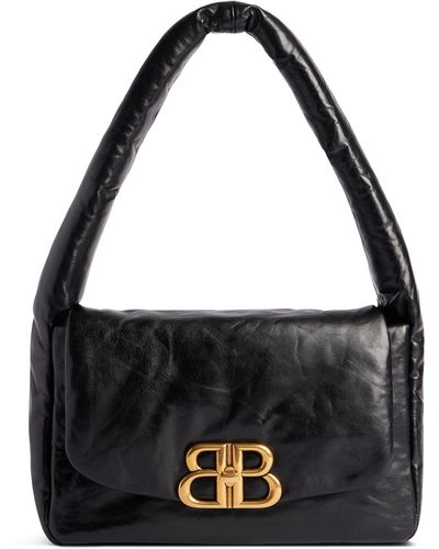 Balenciaga Leather Monaco Shoulder Bag - Black