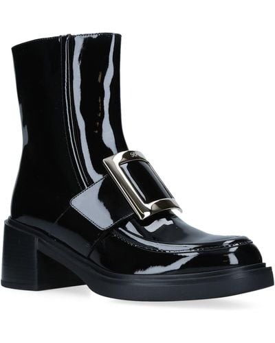 Roger Vivier Patent Leather Viv' Rangers Boots 60 - Black