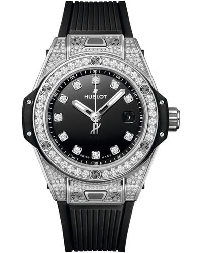 Hublot Stainless Steel And Pavé Diamond Big Bang One Click Watch 33mm - Black