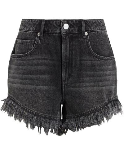 AllSaints Hailey Frayed Denim Shorts - Gray