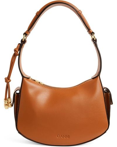 Ganni Leather Swing Shoulder Bag - Brown