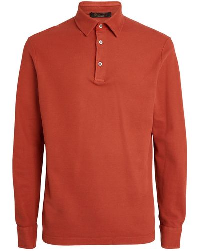 Loro Piana Cotton Long-sleeved Polo Shirt - Red