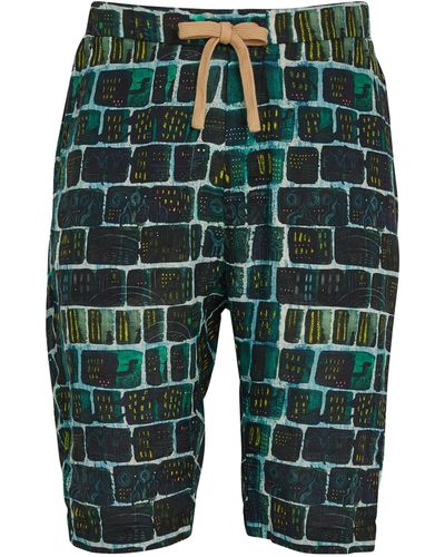 Barena Linen Relaxed Tile Shorts - Green