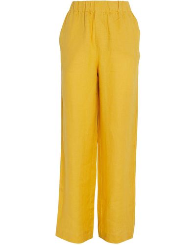 With Nothing Underneath Linen The Palazzo Pants - Yellow
