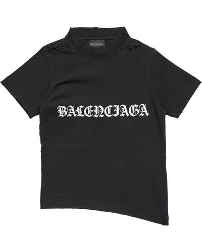 Balenciaga Cropped Logo T-shirt - Black
