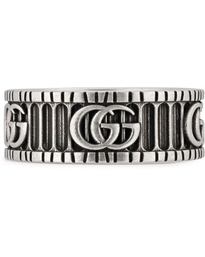 Gucci Sterling Silver Double G Ring - Black