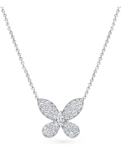 Graff White Gold And Diamond Pavé Butterfly Small Pendant Necklace - Metallic