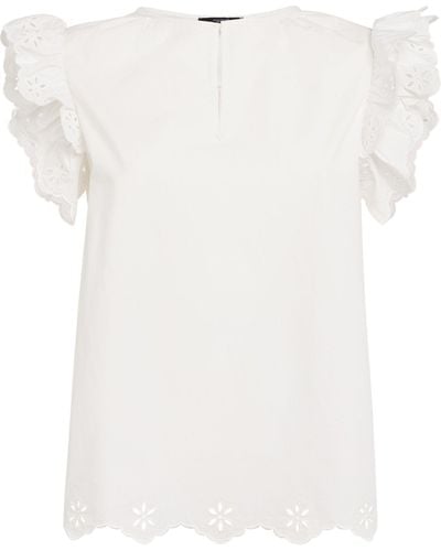 Weekend by Maxmara Cotton Broderie Anglaise Top - White