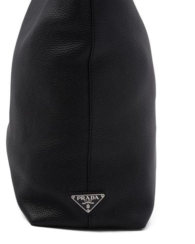 Prada Leather Logo Tote Bag - Black