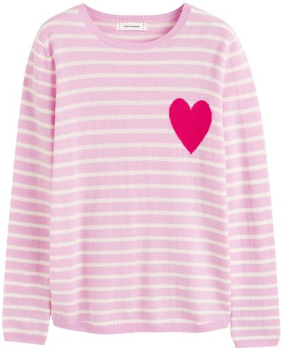 Chinti & Parker Wool-cashmere Breton Heart Sweater - Pink