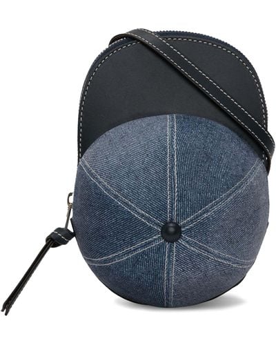 JW Anderson Medium Velvet Denim-effect Cap Cross-body Bag - Blue
