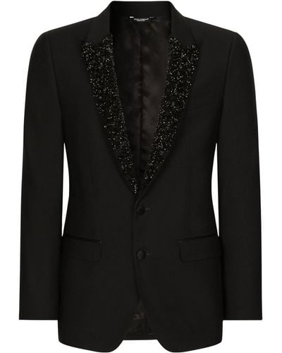 Dolce & Gabbana Embellished-lapel Blazer - Black