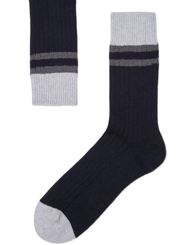 Brunello Cucinelli Cotton Striped Socks - Blue