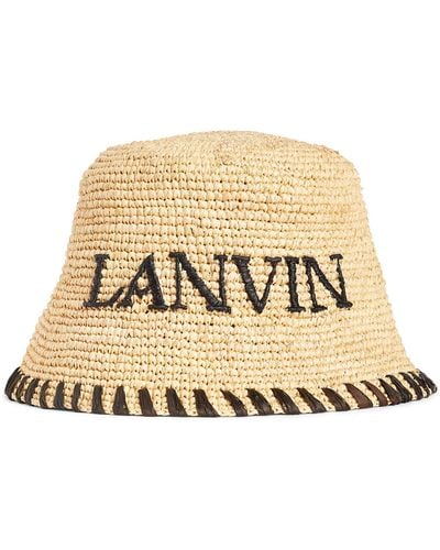 Lanvin Raffia Logo Bucket Hat - Natural