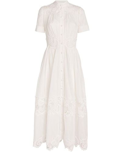 Zimmermann Cotton Lace-trim Midi Dress - White