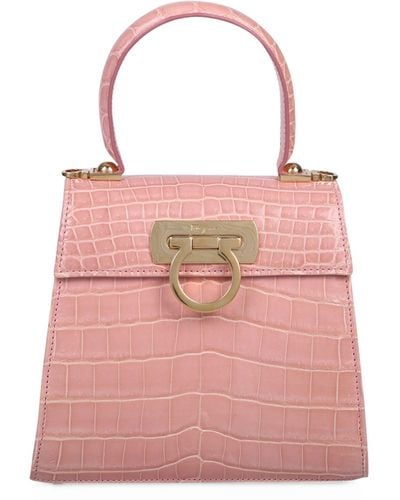 Ferragamo Crocodile Leather Creations Mini Bag - Pink