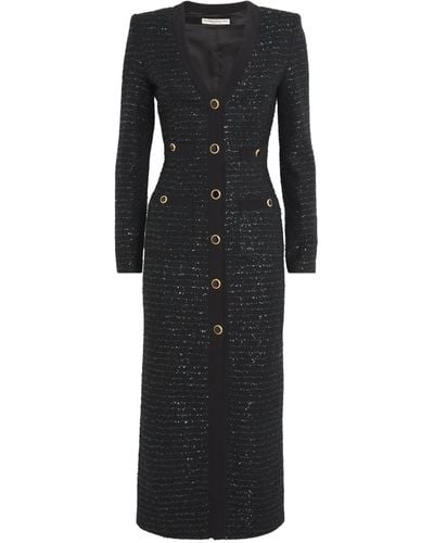 Alessandra Rich Sequinned Tweed Midi Dress - Black