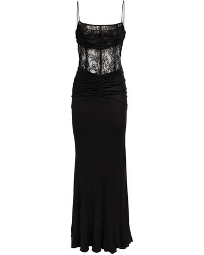 Alessandra Rich Lace-trim Maxi Dress - Black