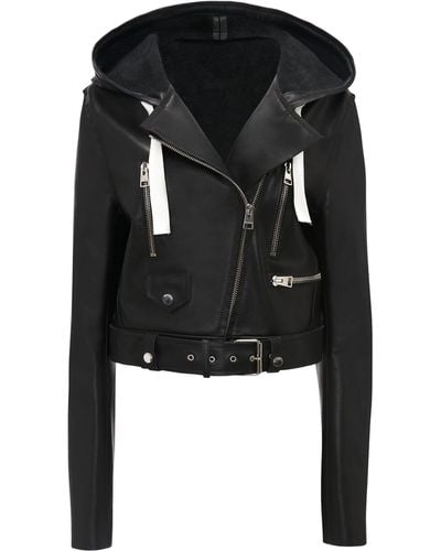 JW Anderson Hooded Leather Jacket - Black