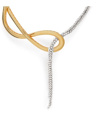 YEPREM Yellow Gold And Diamond Golden Strada Necklace - Metallic