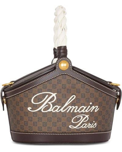 Balmain Monogrammed Basket Bag - Brown