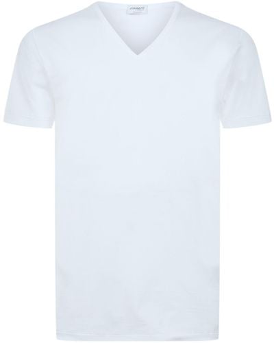 Zimmerli of Switzerland 172 Pure Comfort V-neck T-shirt - White