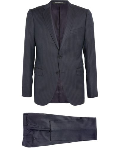Emporio Armani Virgin Wool Pinstripe 2-piece Suit - Blue